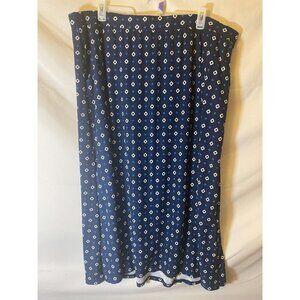 New Terra Sky Womens Plus Size 3x 24W 26W Maxi Skirt Navy Pattern Long Pockets